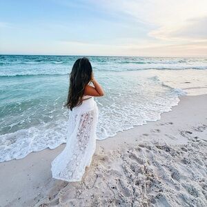 12th Tribe White Lace Maxi Dress